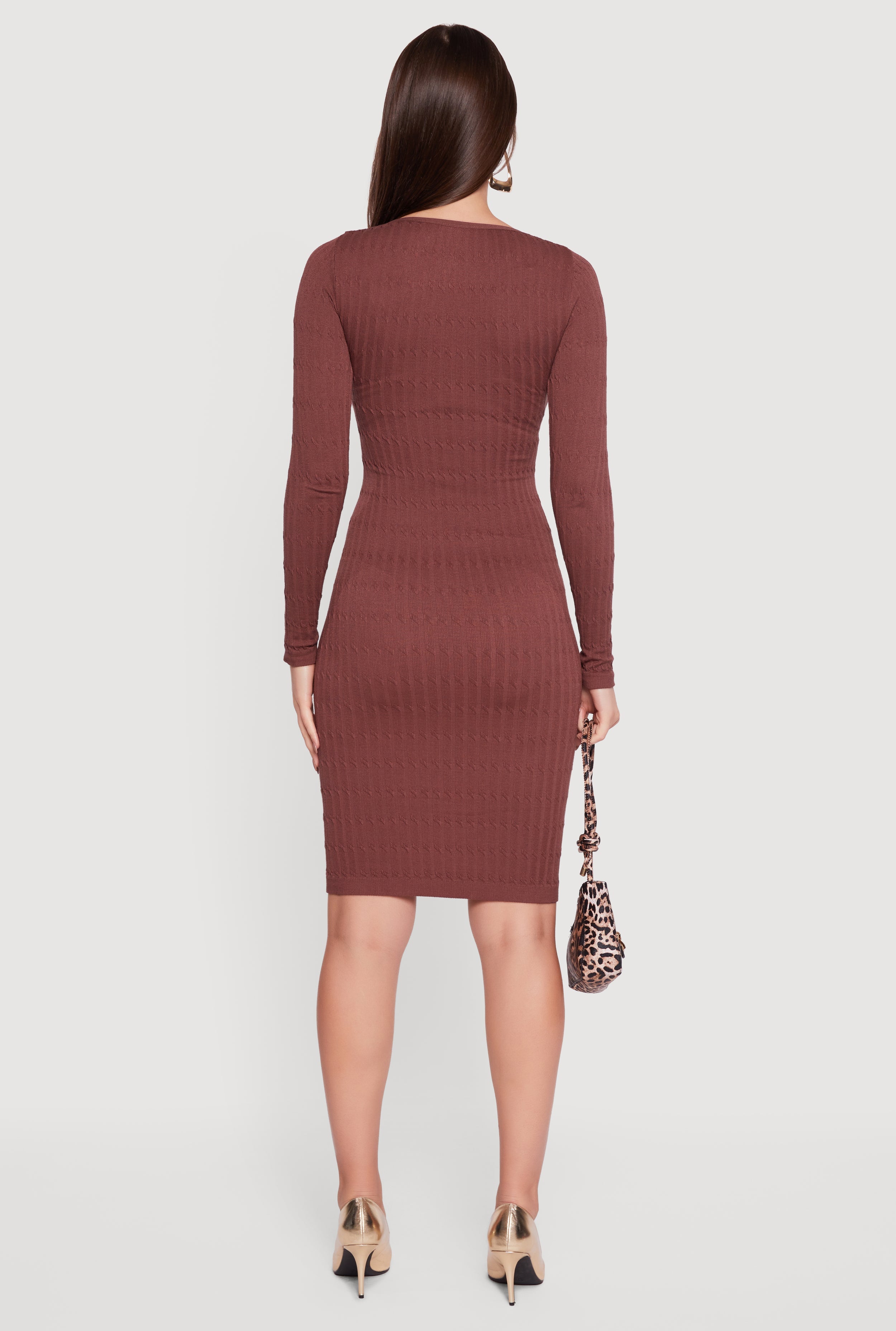 Long Sleeve Scoop Neck Midi Sweater Dress