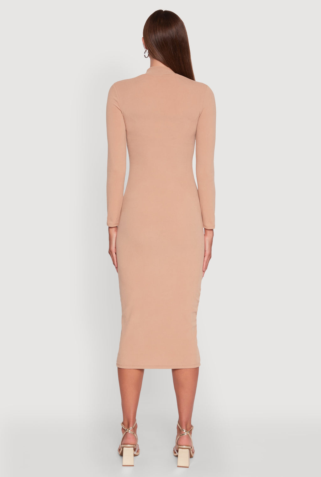 Long Sleeve Mock Neck Midi Dress