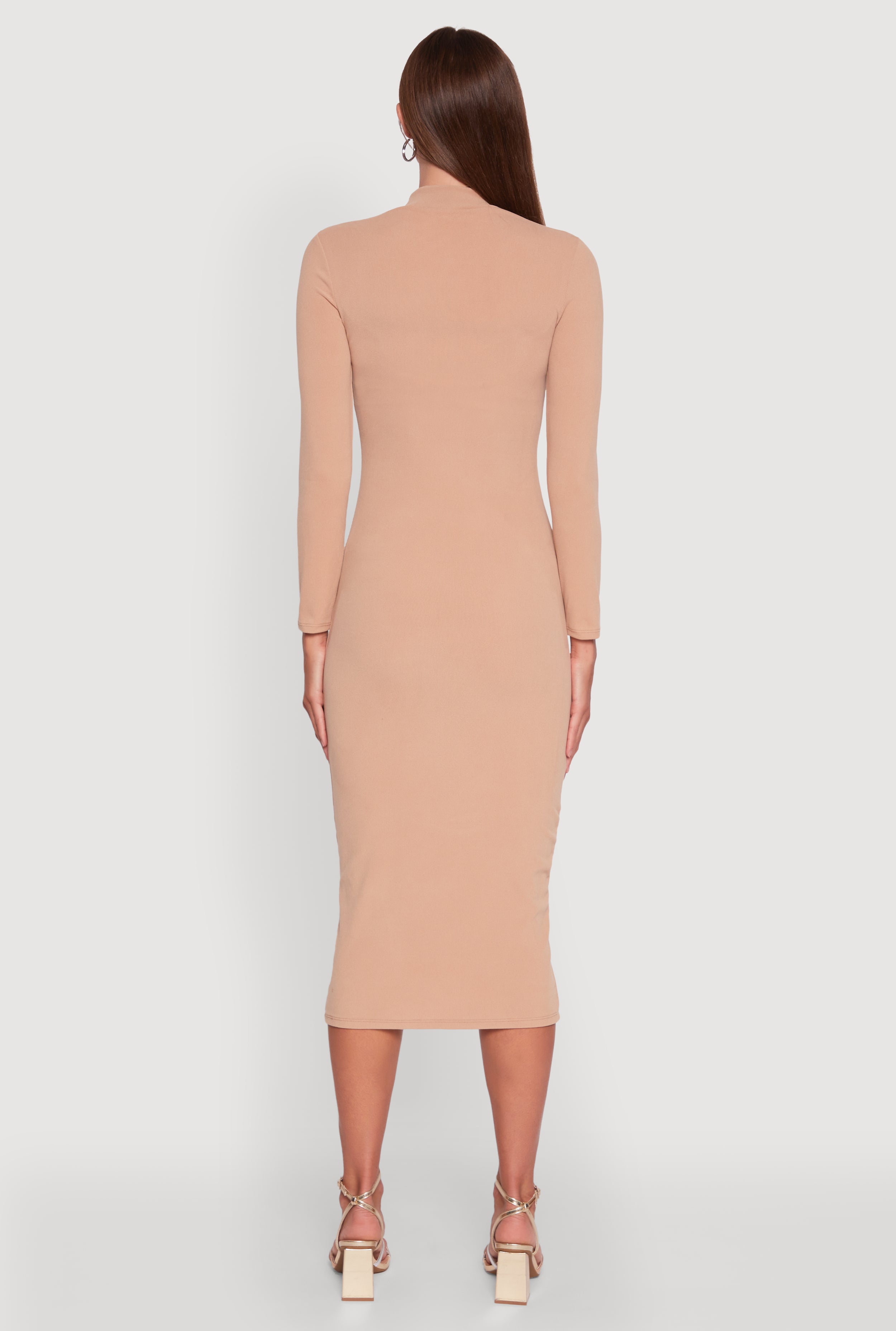 Long Sleeve Mock Neck Midi Dress