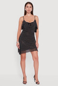 Rhinestone Mesh Padded Cup Cowl Neck Bustier Dress