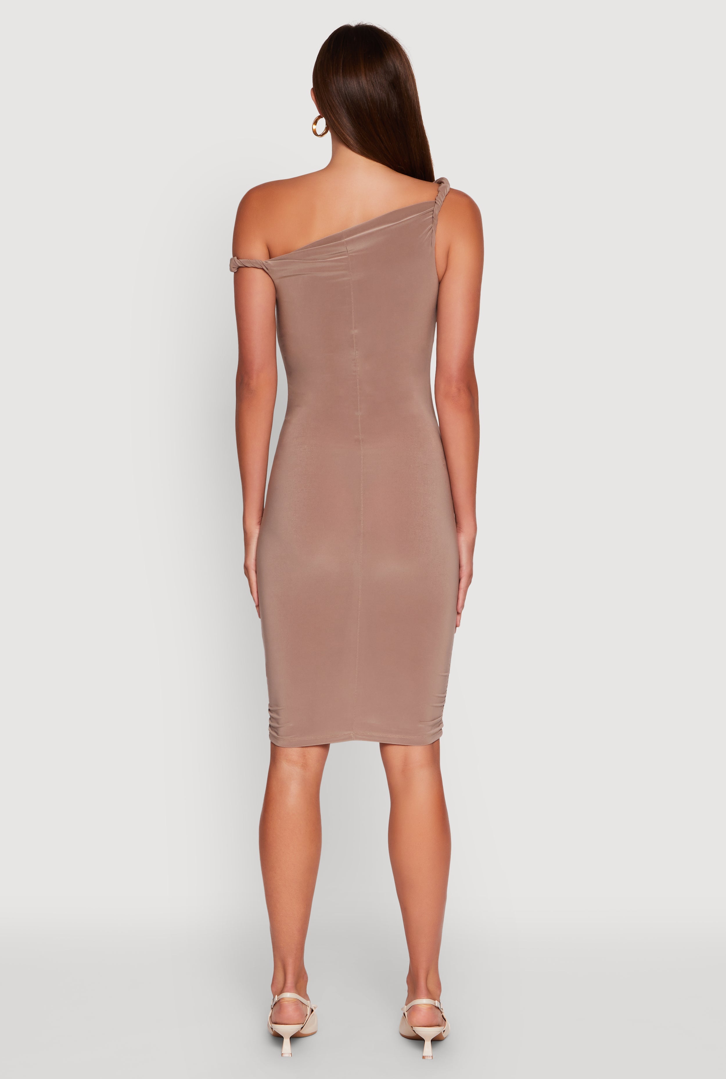 Ruched One Shoulder Bodycon Mini Dress