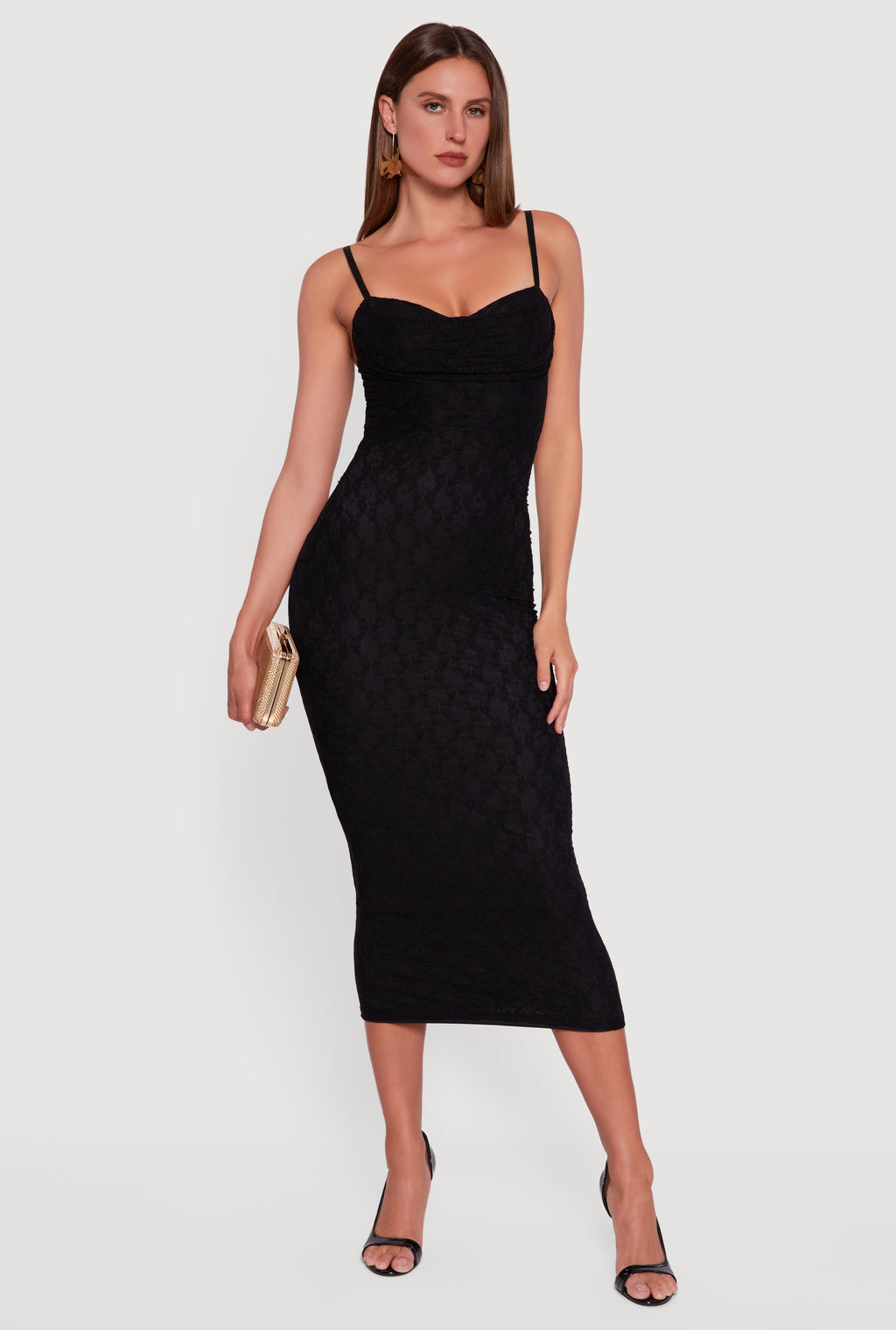Floral Lace Sweetheart Cowl Neck Maxi Dress