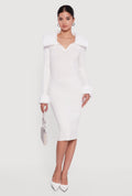 Midi Sweater Dress with Removable Faux Fur Collar and Cuffs