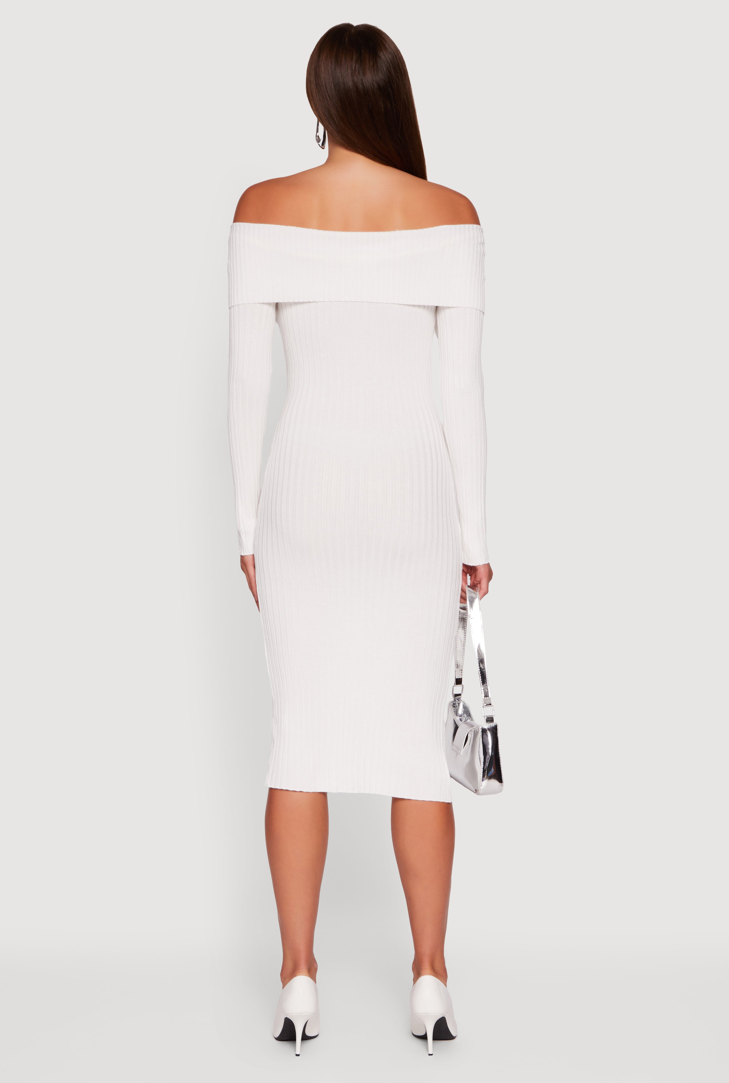 Almost Famous Zip Front Fold Over Off the Shoulder Dress